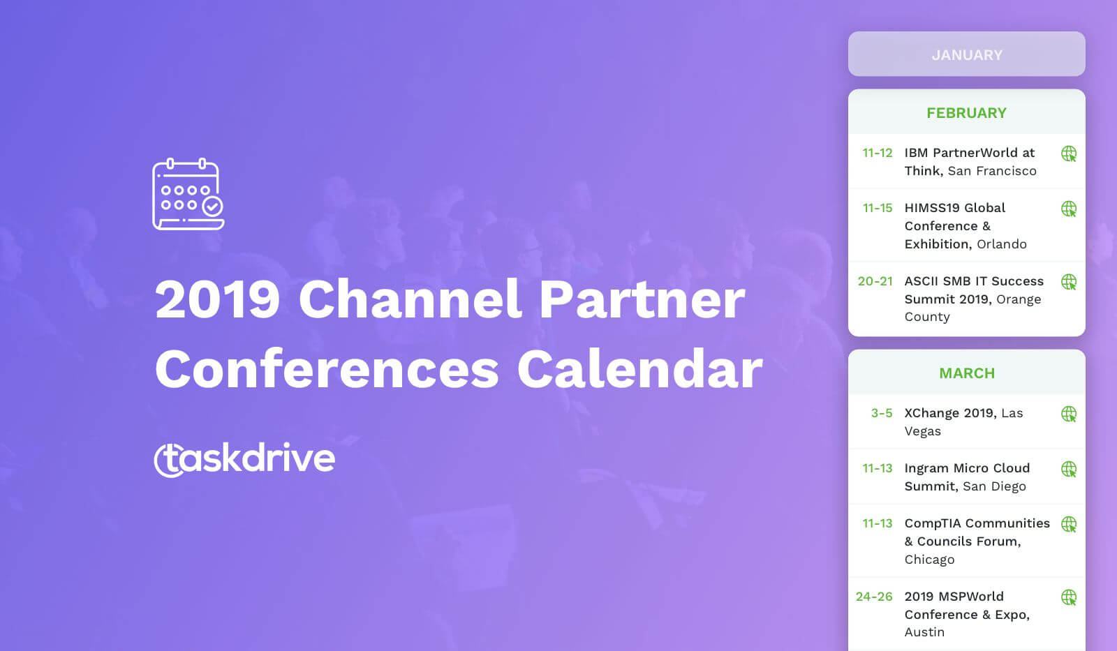 2019 Channel Partner Conferences Calendar TaskDrive