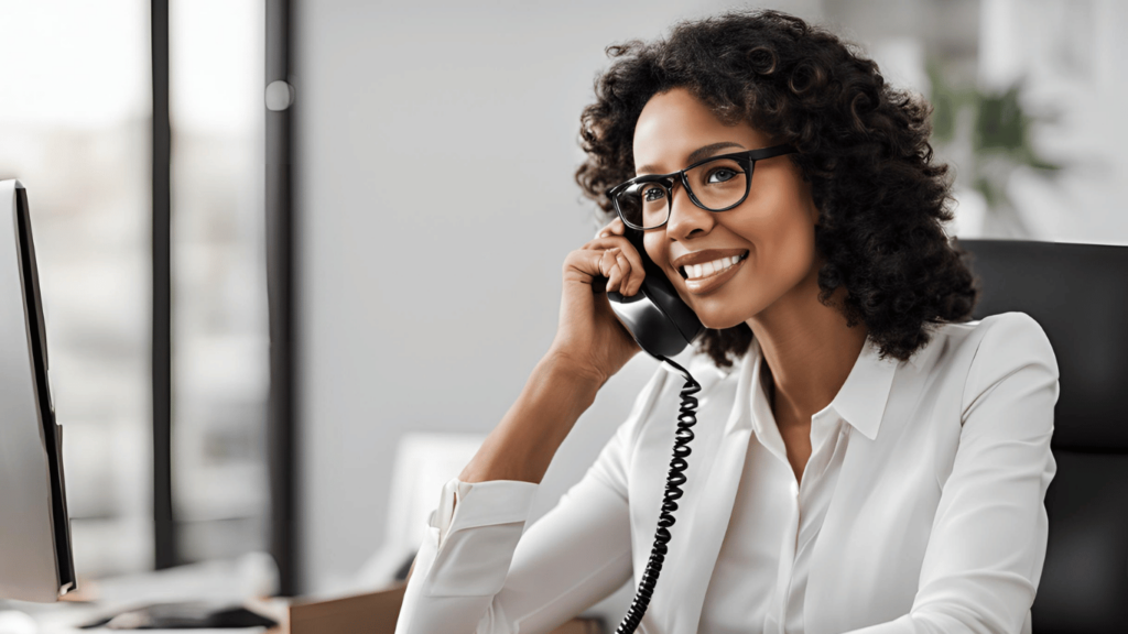  Executive assistant answering a phone call