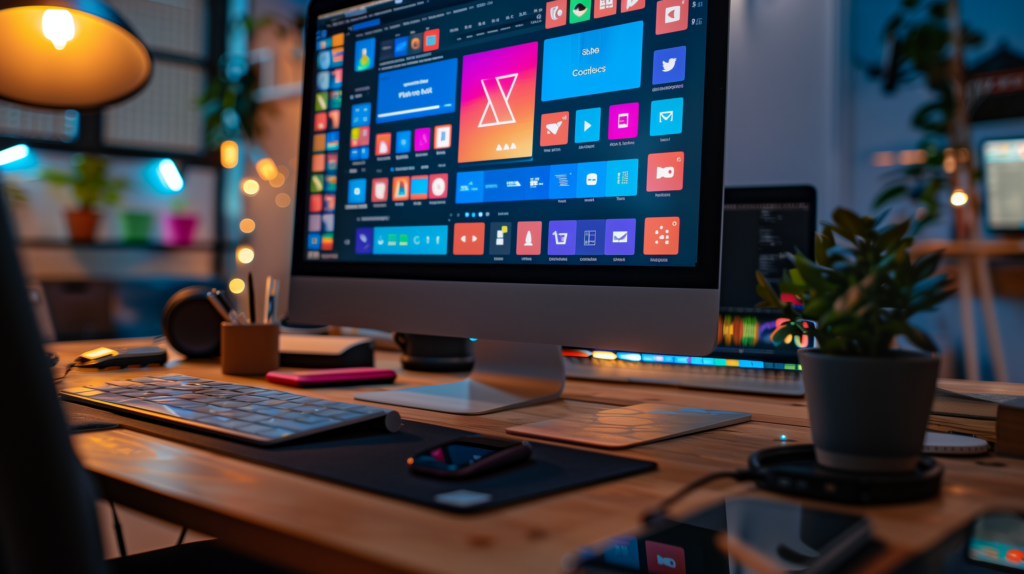 Icons or illustrations representing different content formats (blog posts, videos, podcasts, social media).
