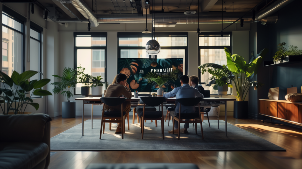 A Marketing team analyzing a brand presentation