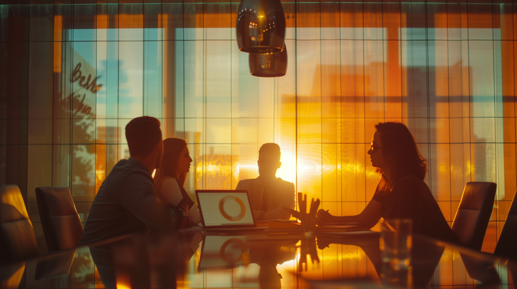 A team having a discussion in the conference room