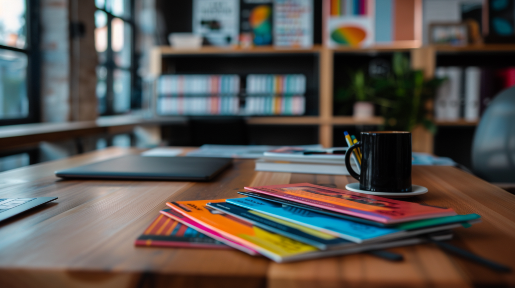 10 brochures of different colors symbolling the amount of content one can get from one material